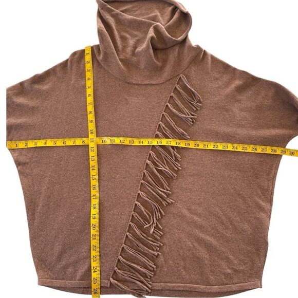 MARBLE Woman’s Size Small Brown Cowl Neck Sweater with Fringe - Picture 7 of 9